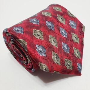 XMI 325 Series Red Geometric Men's Designer Silk Neck Tie  58x3.75"